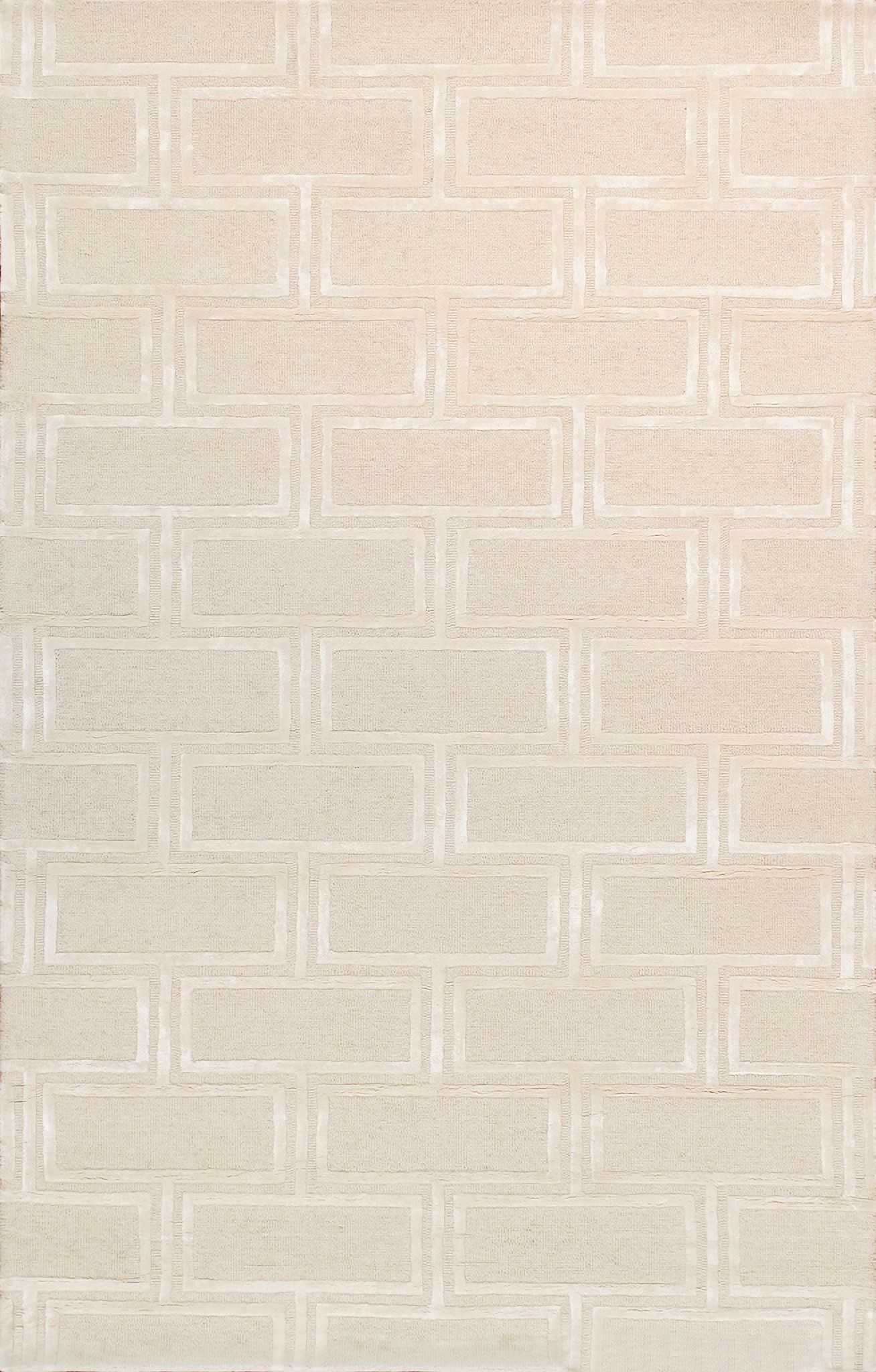 Edgy Collection Hand-Tufted Bamboo Silk and Wool Area Rug, 9' 9" x 13' 9" In Ivory