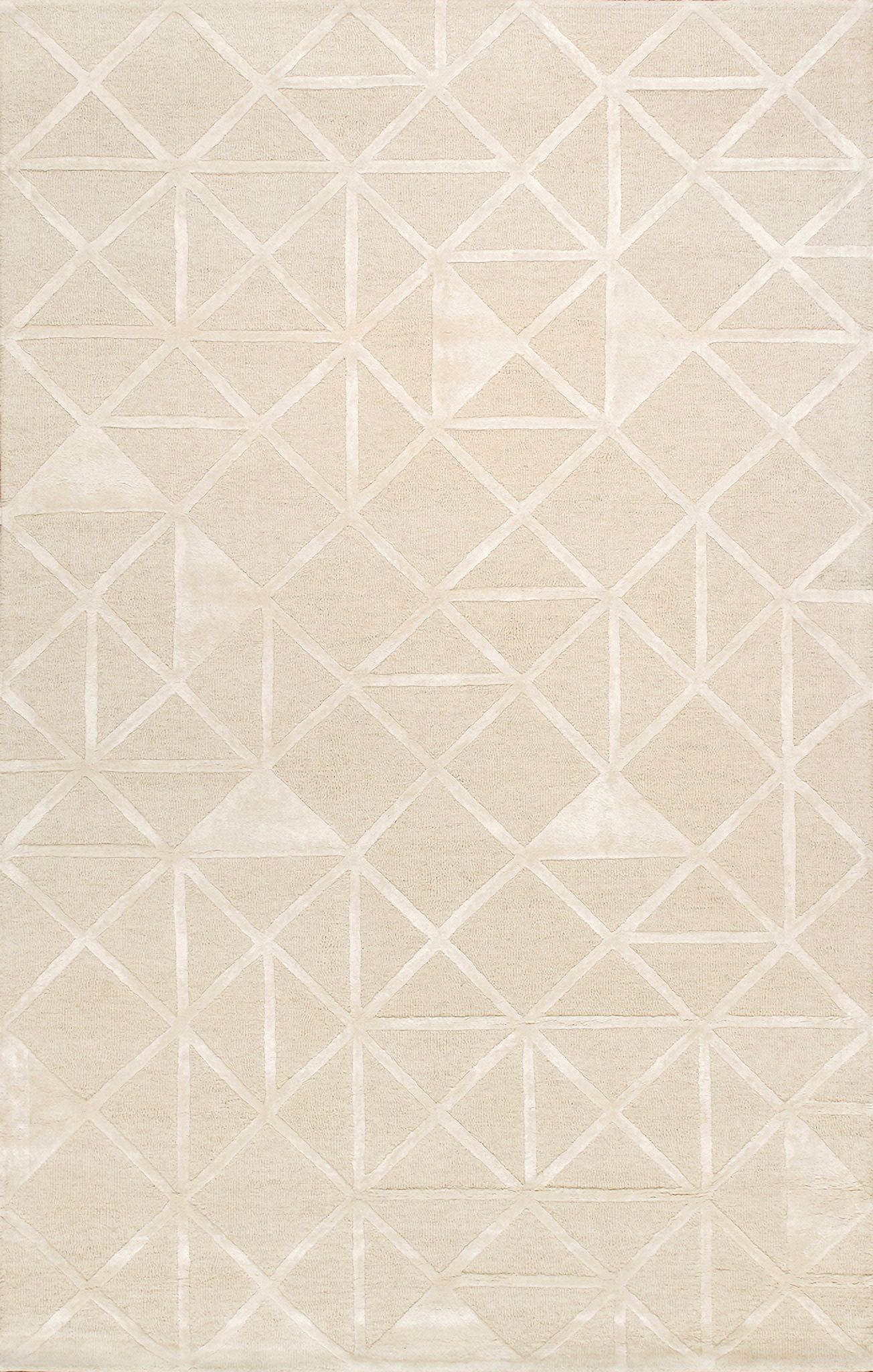 Edgy Collection Hand-Tufted Bamboo Silk and Wool Area Rug, 9' 9" x 13' 9" In Ivory