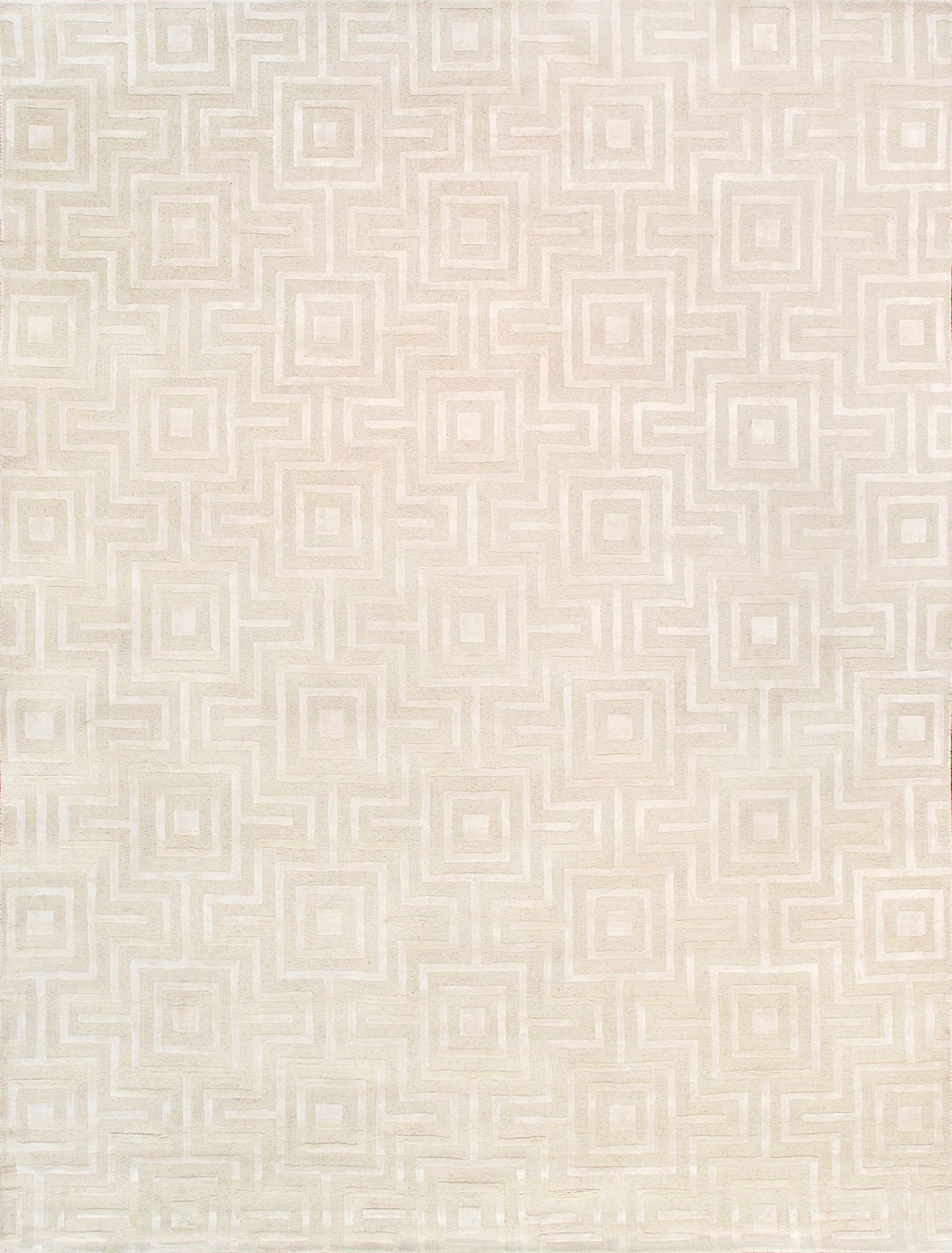 Edgy Collection Hand-Tufted BSilk and Wool Area Rug- 7' 9" x 9' 9" In Ivory