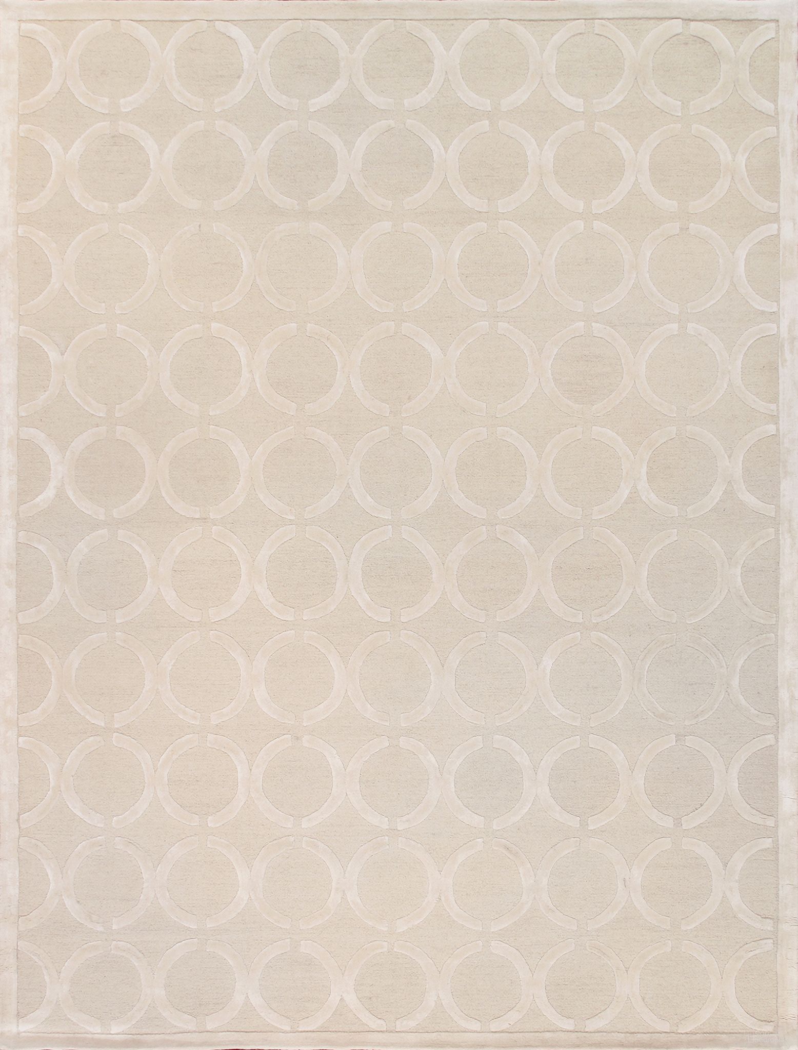 Edgy Collection Hand-Tufted Silk and Wool Area Rug- 5' x 8' In Ivory