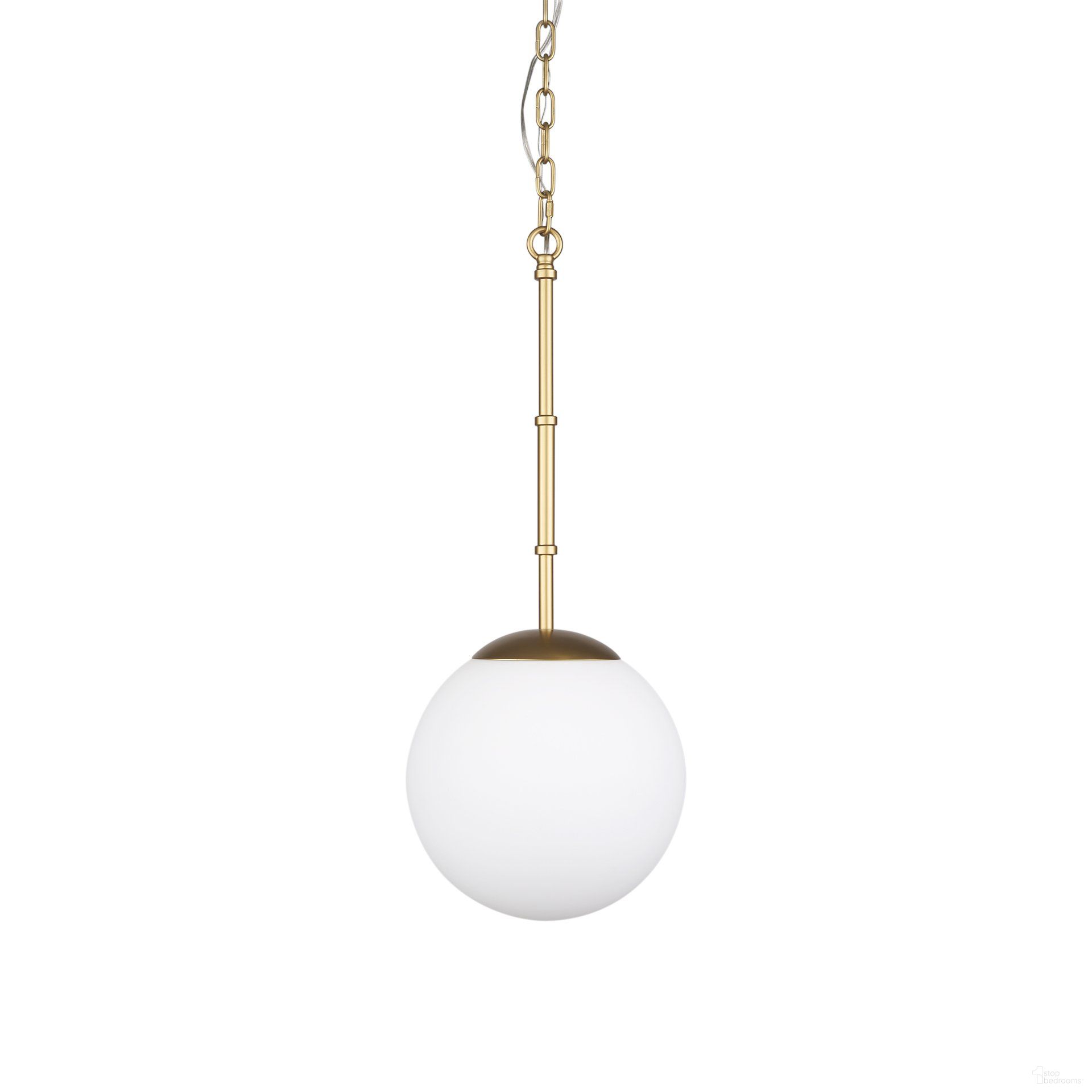 Edie Metal with Frosted Glass Globe 1 Light Pendant In Brushed Gold