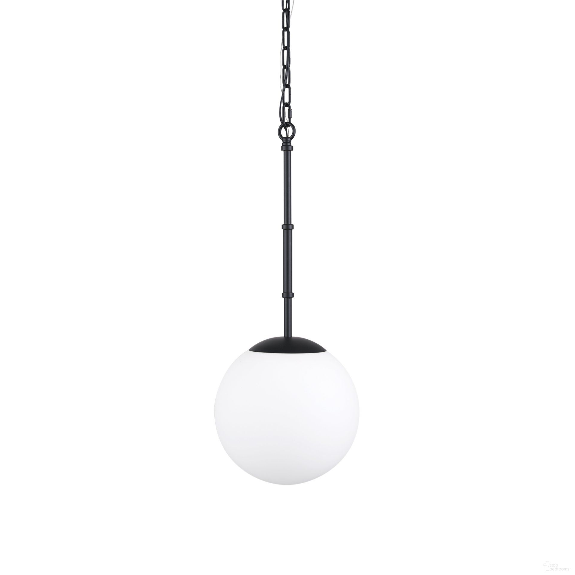 Edie Metal with Frosted Glass Globe 1 Light Pendant In Matte Black