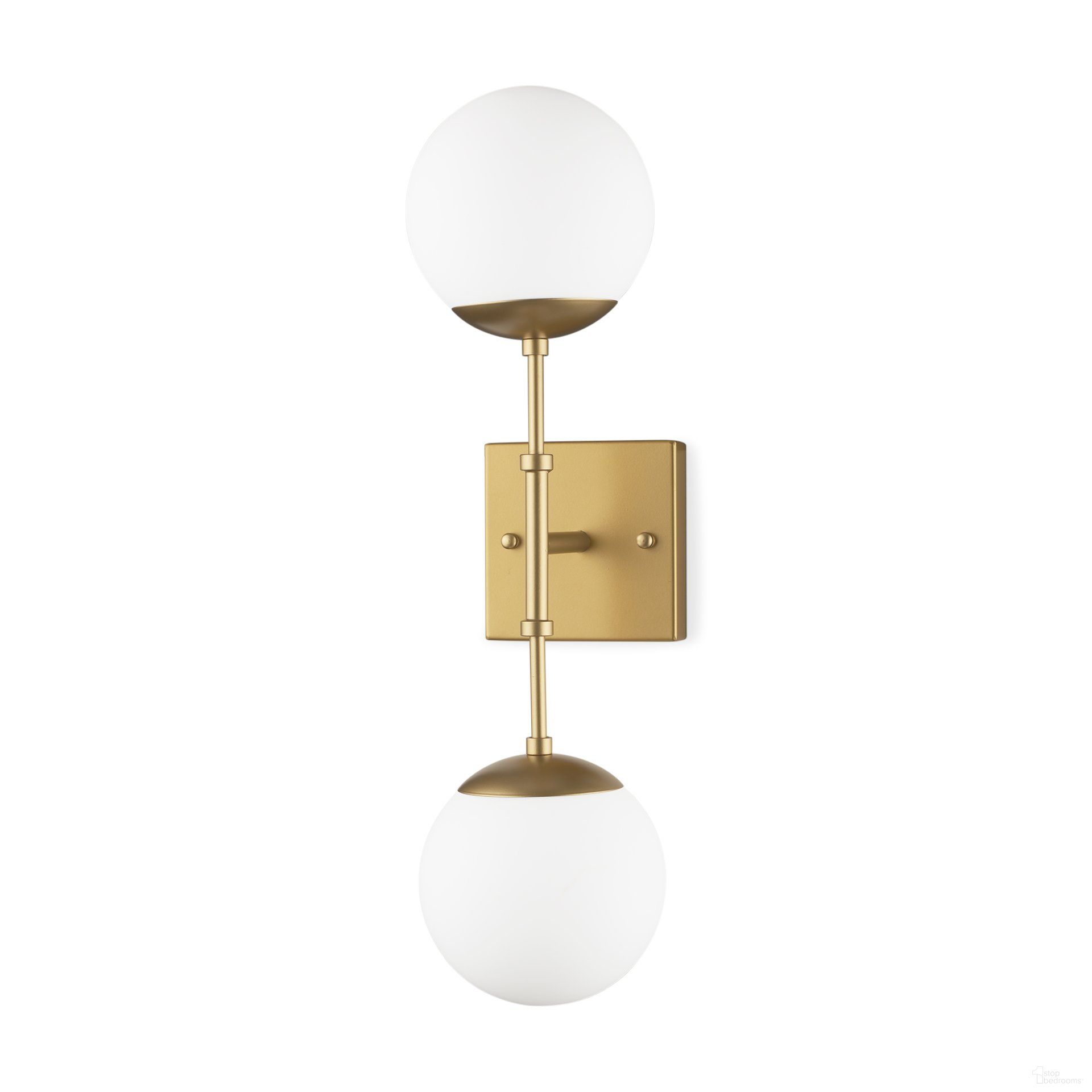 Edie Metal with Frosted Glass Globes 2 Light Wall Sconce In Brushed Gold