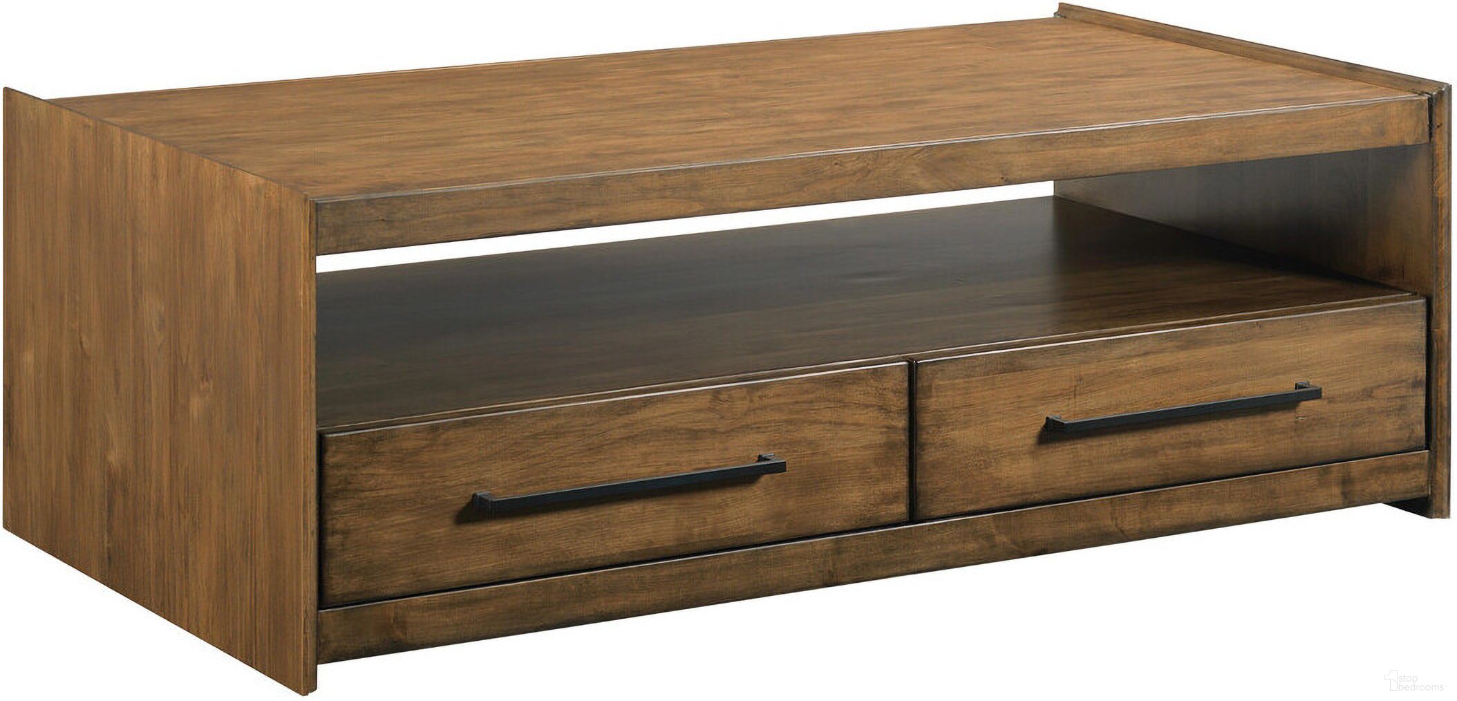The appearance of Abode Edie Rectangular Coffee Table In Warm Brunette designed by Kincaid in the  interior design. This warm brunette piece of furniture  was selected by 1StopBedrooms from Abode Collection to add a touch of cosiness and style into your home. Sku: 269-910. Material: Solid Wood.