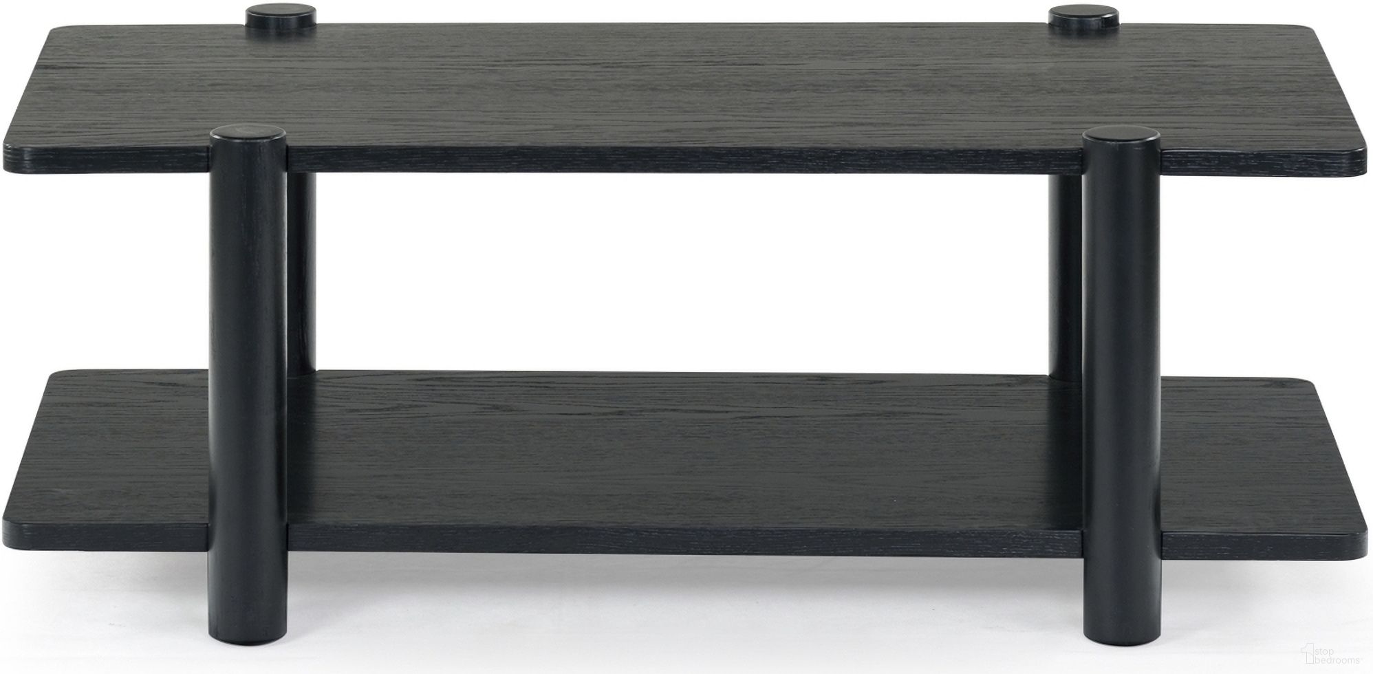 The appearance of Edisyn 2 Shelf Wood Coffee Table In Black designed by Safavieh Couture in the modern / contemporary interior design. This black piece of furniture  was selected by 1StopBedrooms from Edisyn Collection to add a touch of cosiness and style into your home. Sku: SFV2177B. Material: Rubberwood.