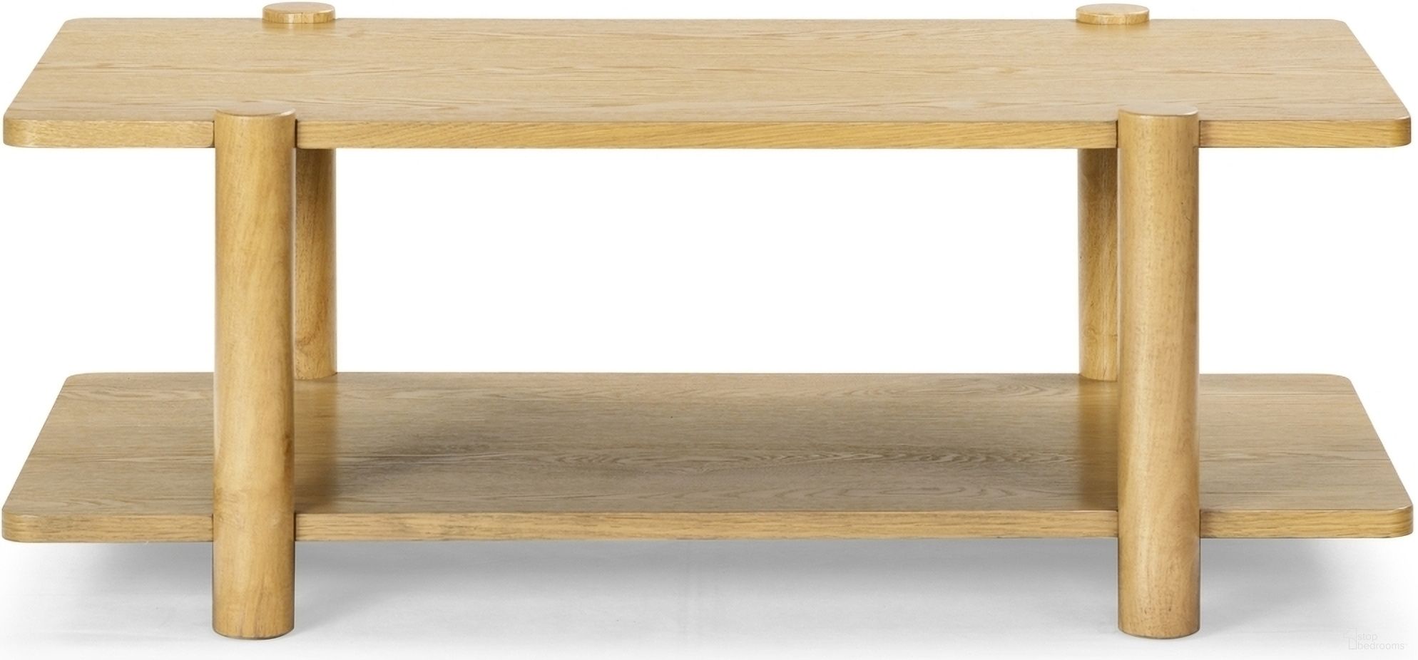 The appearance of Edisyn 2 Shelf Wood Coffee Table In Natural designed by Safavieh Couture in the modern / contemporary interior design. This natural piece of furniture  was selected by 1StopBedrooms from Edisyn Collection to add a touch of cosiness and style into your home. Sku: SFV2177A. Material: Rubberwood.