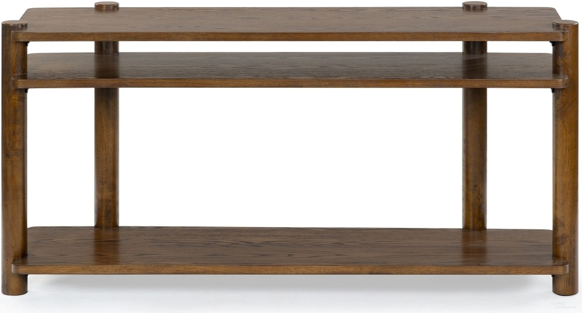 The appearance of Edisyn 3 Shelf Wood Console Table In Medium Oak designed by Safavieh Couture in the modern / contemporary interior design. This medium oak piece of furniture  was selected by 1StopBedrooms from Edisyn Collection to add a touch of cosiness and style into your home. Sku: SFV2178C. Material: Rubberwood.