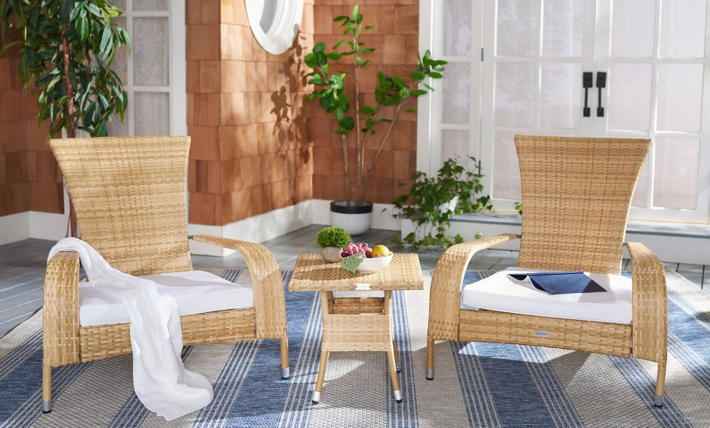 The appearance of Edna 3 Piece Lounge Set In White designed by Safavieh in the modern / contemporary interior design. This white piece of furniture  was selected by 1StopBedrooms from Edna Collection to add a touch of cosiness and style into your home. Sku: PAT7719D. Material: Metal.