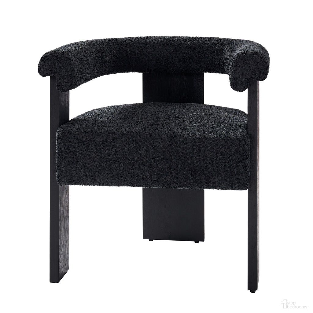 The appearance of Eduard Boucle Dining Chair In Black designed by Karat Home in the modern / contemporary interior design. This black piece of furniture was selected by 1StopBedrooms from Eduard Collection to add a touch of cosiness and style into your home. Sku: DCS0924-BLK. Material: Chenille. Chair Type: Arm Chair.