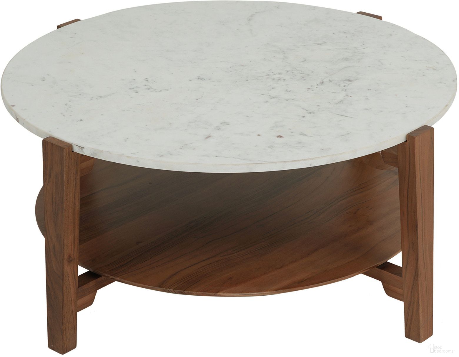 Edwin Genuine Marble Coffee Table In Walnut/White