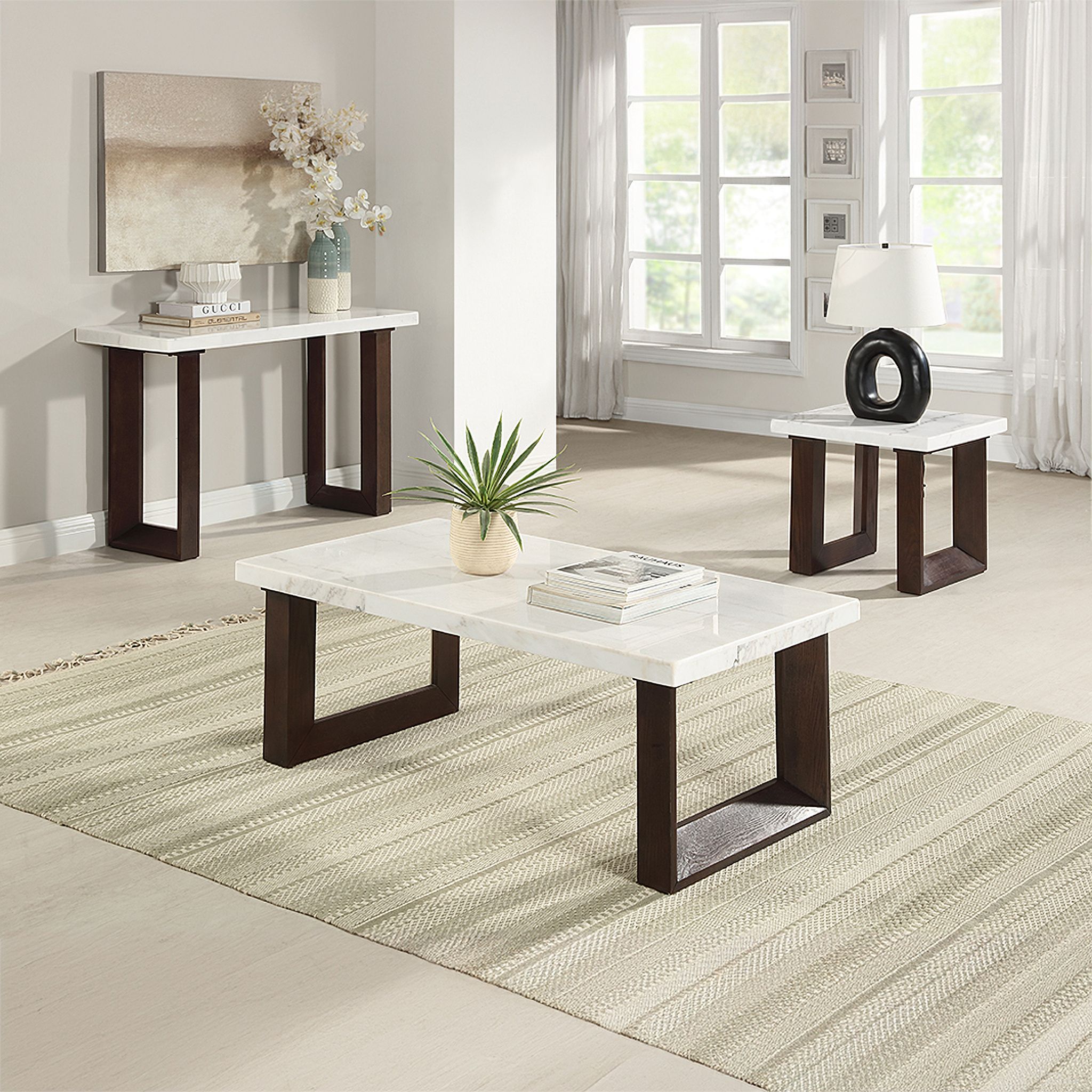 Edwyn Occasional Table Set In Espresso and Natural