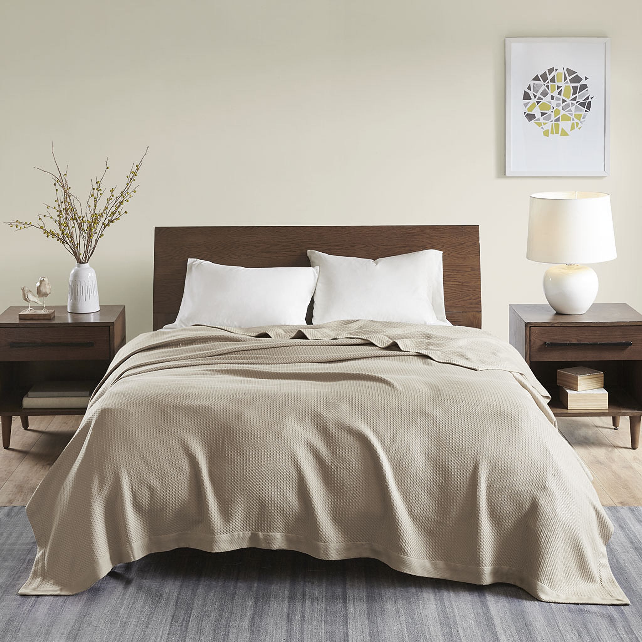 Egyptian Cotton Solid King Blanket In Khaki