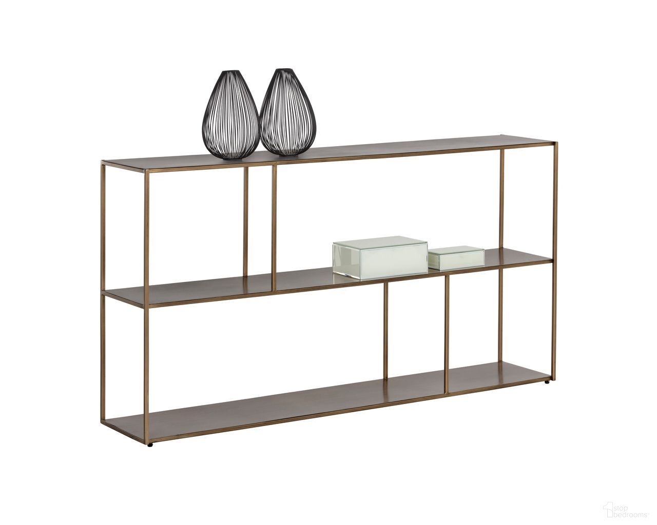 Eiffel Large Low Bookcase In Antique Brass
