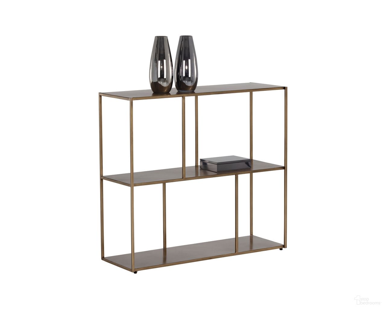 Eiffel Medium Low Bookcase In Antique Brass
