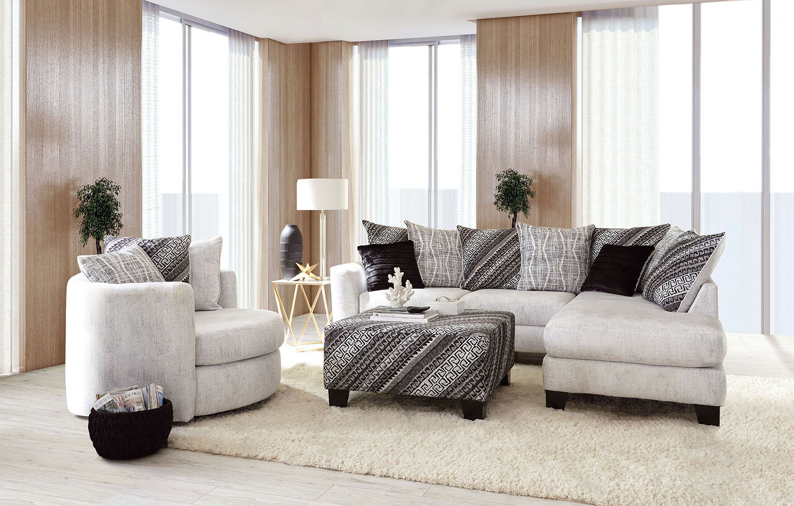 The appearance of Eimear Sectional In Off-White and Black designed by Furniture of America in the transitional interior design. This off-white/black piece of furniture was selected by 1StopBedrooms from Eimear Collection to add a touch of cosiness and style into your home. Sku: SM5173-LAF;SM5173-RAF. Material: Suede.