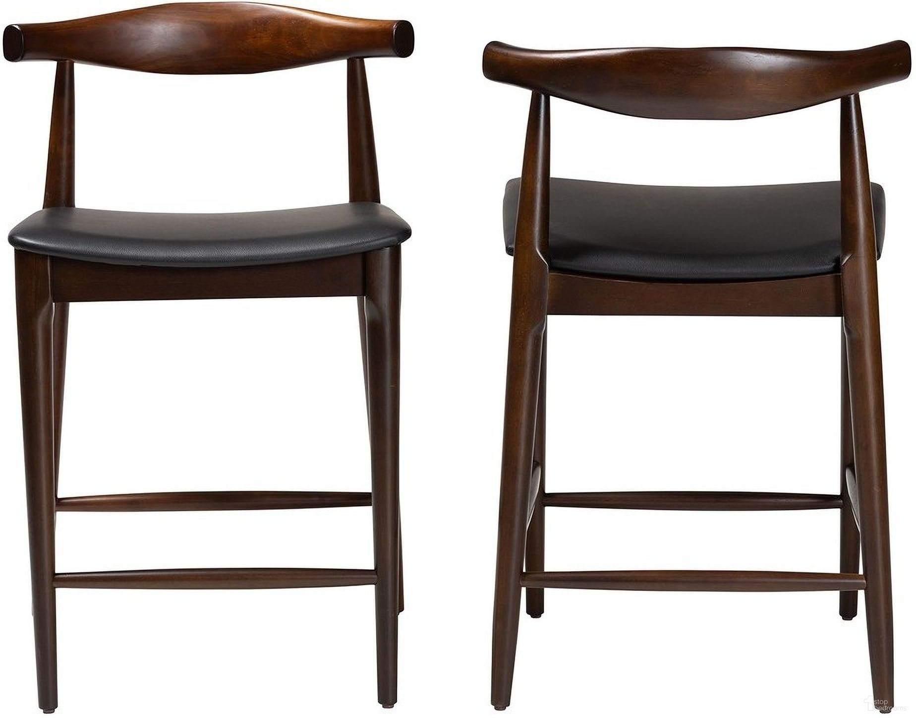 The appearance of Eira Counter Stool Set of 2 In Black and Brown designed by Baxton Studio in the transitional interior design. This black and brown piece of furniture was selected by 1StopBedrooms from Eira Collection to add a touch of cosiness and style into your home. Sku: Elbow-Wenge-CS. Material: Rubberwood.