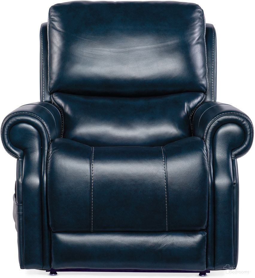 The appearance of Eisley Power Recliner With Ph And Lumbar And Lift In Blue designed by Hooker in the transitional interior design. This blue piece of furniture was selected by 1StopBedrooms from RC Collection to add a touch of cosiness and style into your home. Sku: RC602-PHLL4-049. Material: Leather.