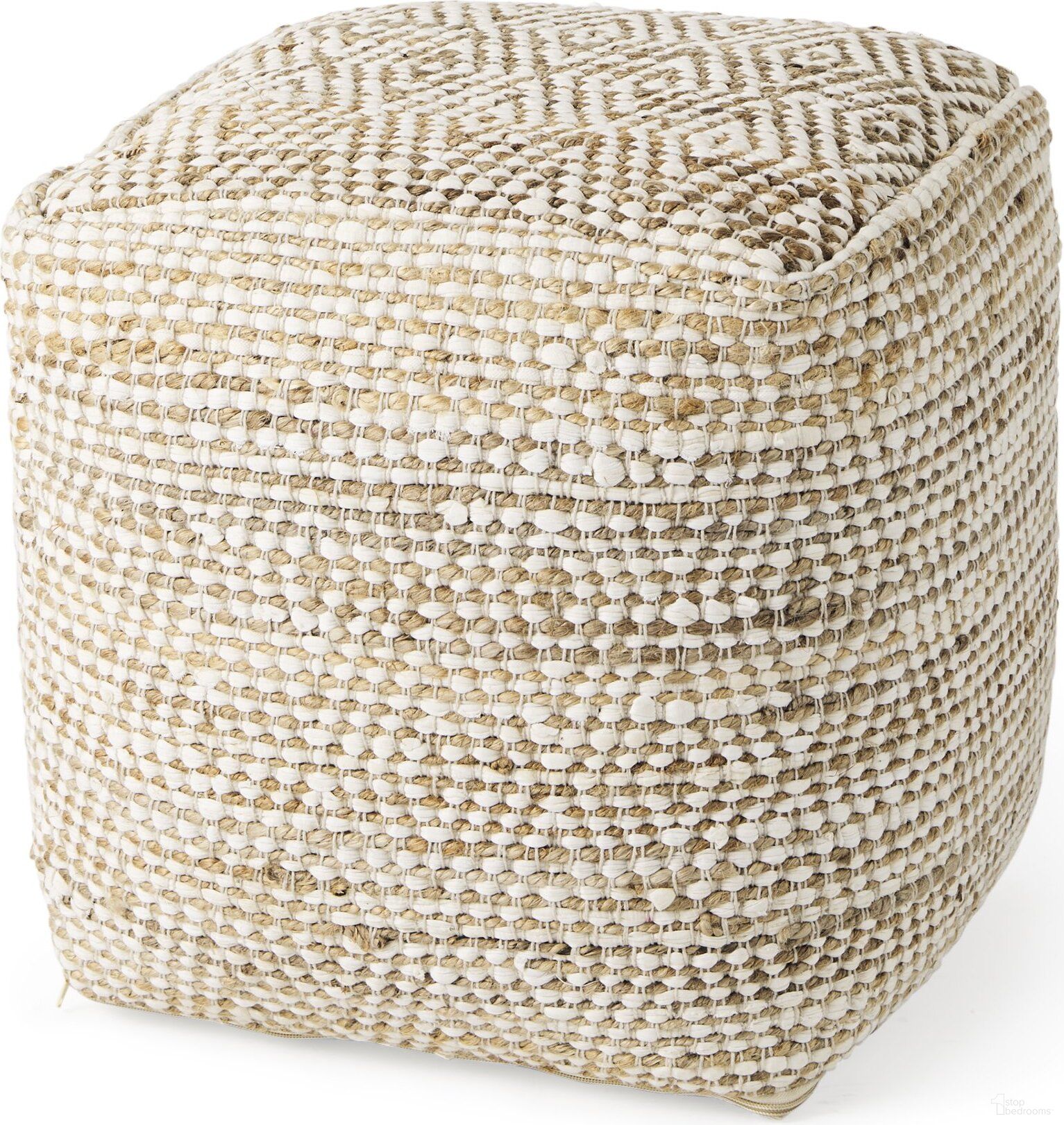 The appearance of Ekani Cotton Pouf In Cream and Beige designed by Mercana in the transitional interior design. This cream and beige piece of furniture  was selected by 1StopBedrooms from Ekani Collection to add a touch of cosiness and style into your home. Sku: 69517. Material: Cotton.