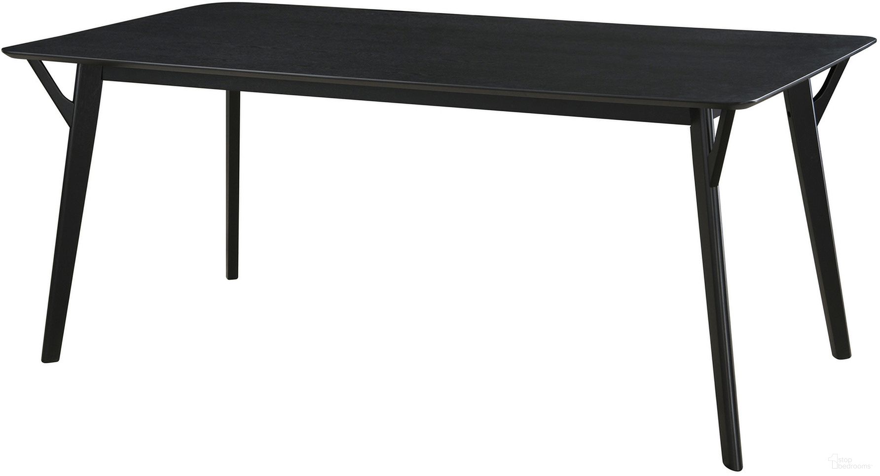 The appearance of Elaine 71 Inch Rectangular Dining Table In Black designed by Aeon in the modern / contemporary interior design. This black piece of furniture  was selected by 1StopBedrooms from  to add a touch of cosiness and style into your home. Sku: AE1538-Black. Table Base Style: Legs. Material: Wood. Table Top Shape: Rectangular. Size: 36" x 71".