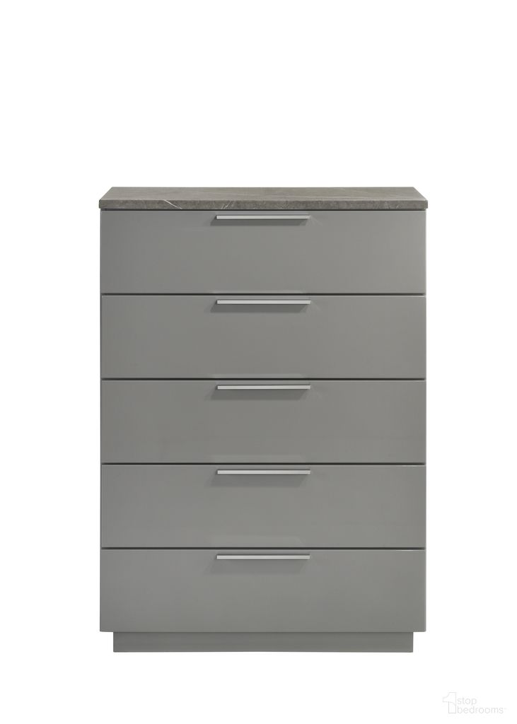 The appearance of Elara Chest In Gray designed by Galaxy Home Furnishings in the modern / contemporary interior design. This gray piece of furniture was selected by 1StopBedrooms from Elara Collection to add a touch of cosiness and style into your home. Sku: 601955557528. Material: Solid Wood.