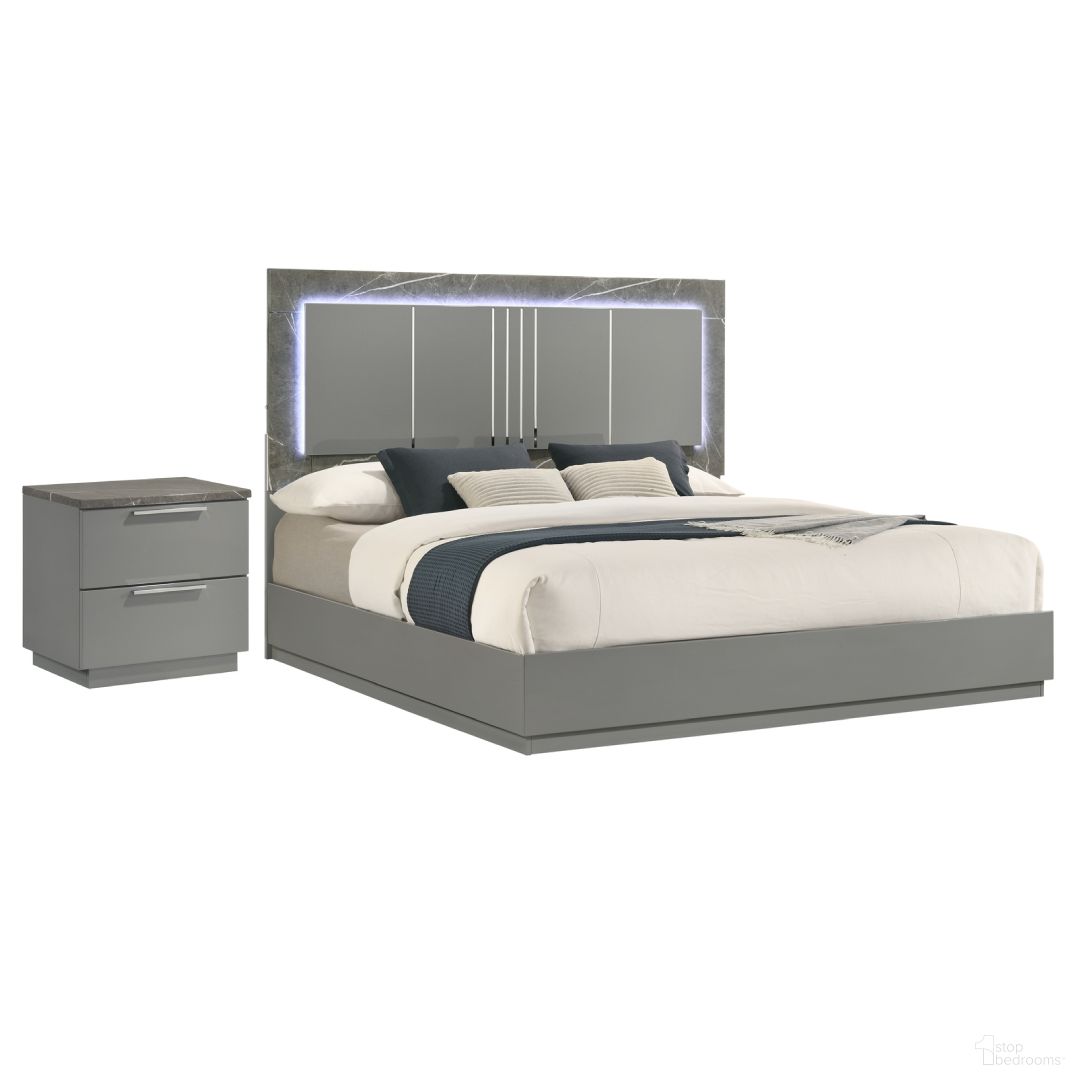 The appearance of Elara Panel Bedroom Set In Gray designed by Galaxy Home Furnishings in the modern / contemporary interior design. This gray piece of furniture was selected by 1StopBedrooms from Elara Collection to add a touch of cosiness and style into your home. Sku: 601955557535;601955557535-2;601955557511. Bed Size: King. Material: Solid Wood.