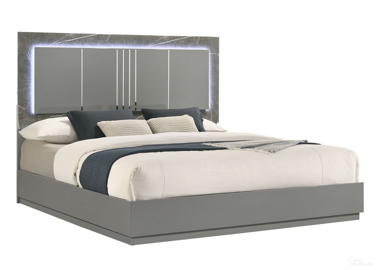 The appearance of Elara Queen Panel Bed In Gray designed by Galaxy Home Furnishings in the modern / contemporary interior design. This gray piece of furniture was selected by 1StopBedrooms from Elara Collection to add a touch of cosiness and style into your home. Sku: 601955557535;601955557535-2. Bed Type: Panel Bed. Bed Size: Queen. Material: Solid Wood.