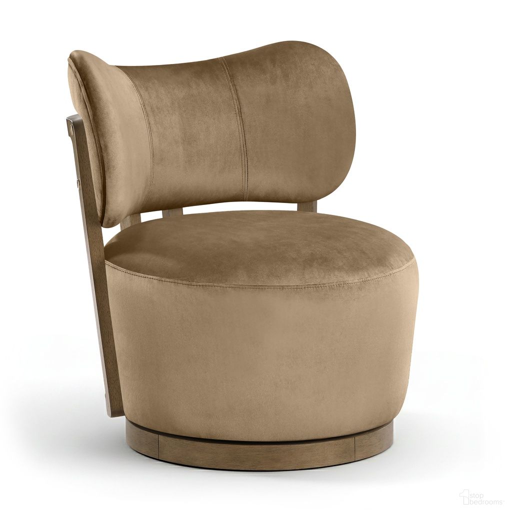 The appearance of Elara Velvet Upholstered Swivel Accent Chair In Beige designed by Meridian in the modern / contemporary interior design. This beige piece of furniture  was selected by 1StopBedrooms from Elara Collection to add a touch of cosiness and style into your home. Sku: 33063Beige. Material: Polyurethane.