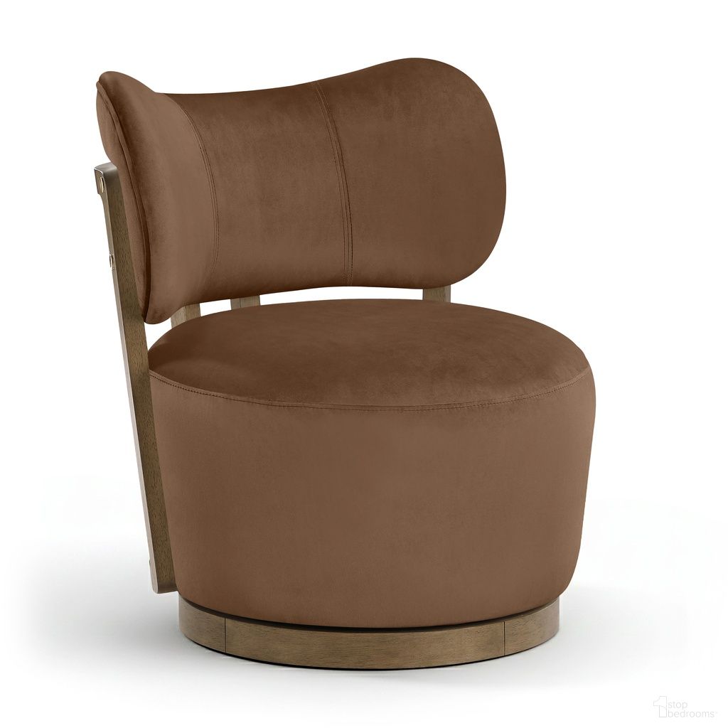 The appearance of Elara Velvet Upholstered Swivel Accent Chair In Brown designed by Meridian in the modern / contemporary interior design. This brown piece of furniture was selected by 1StopBedrooms from Elara Collection to add a touch of cosiness and style into your home. Sku: 33063Brown. Material: Polyurethane.