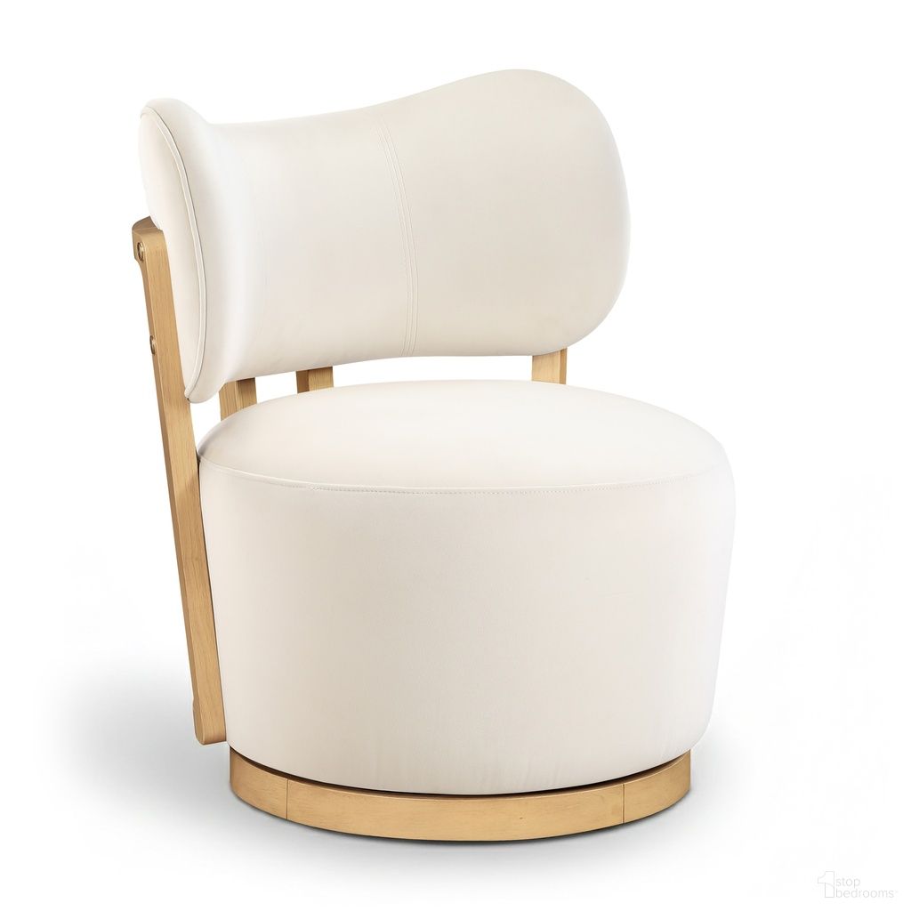 The appearance of Elara Velvet Upholstered Swivel Accent Chair In Cream designed by Meridian in the modern / contemporary interior design. This cream piece of furniture was selected by 1StopBedrooms from Elara Collection to add a touch of cosiness and style into your home. Sku: 33062Cream. Material: Polyurethane.