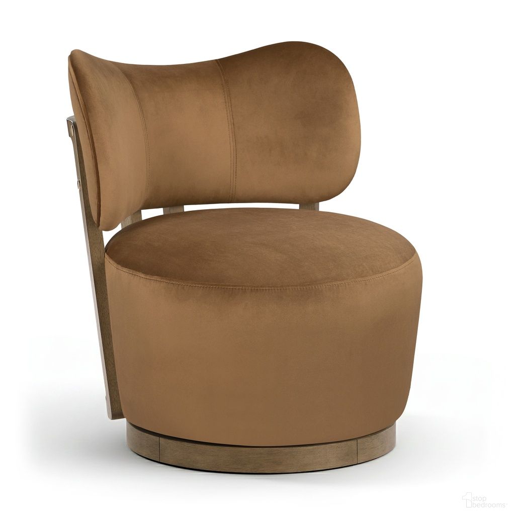 Elara Velvet Upholstered Swivel Accent Chair In Saddle