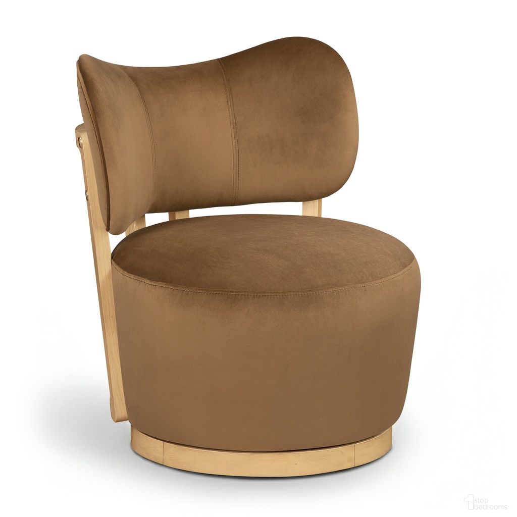 Elara Velvet Upholstered Swivel Accent Chair In Saddle