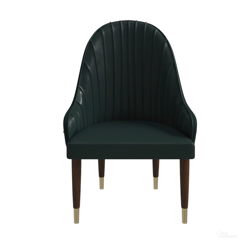 The appearance of Elara Wooden Dining Chair In Green designed by LeisureMod in the transitional interior design. This green piece of furniture was selected by 1StopBedrooms from Elara Collection to add a touch of cosiness and style into your home. Sku: EC59G. Material: Leather. Chair Type: Side Chair.