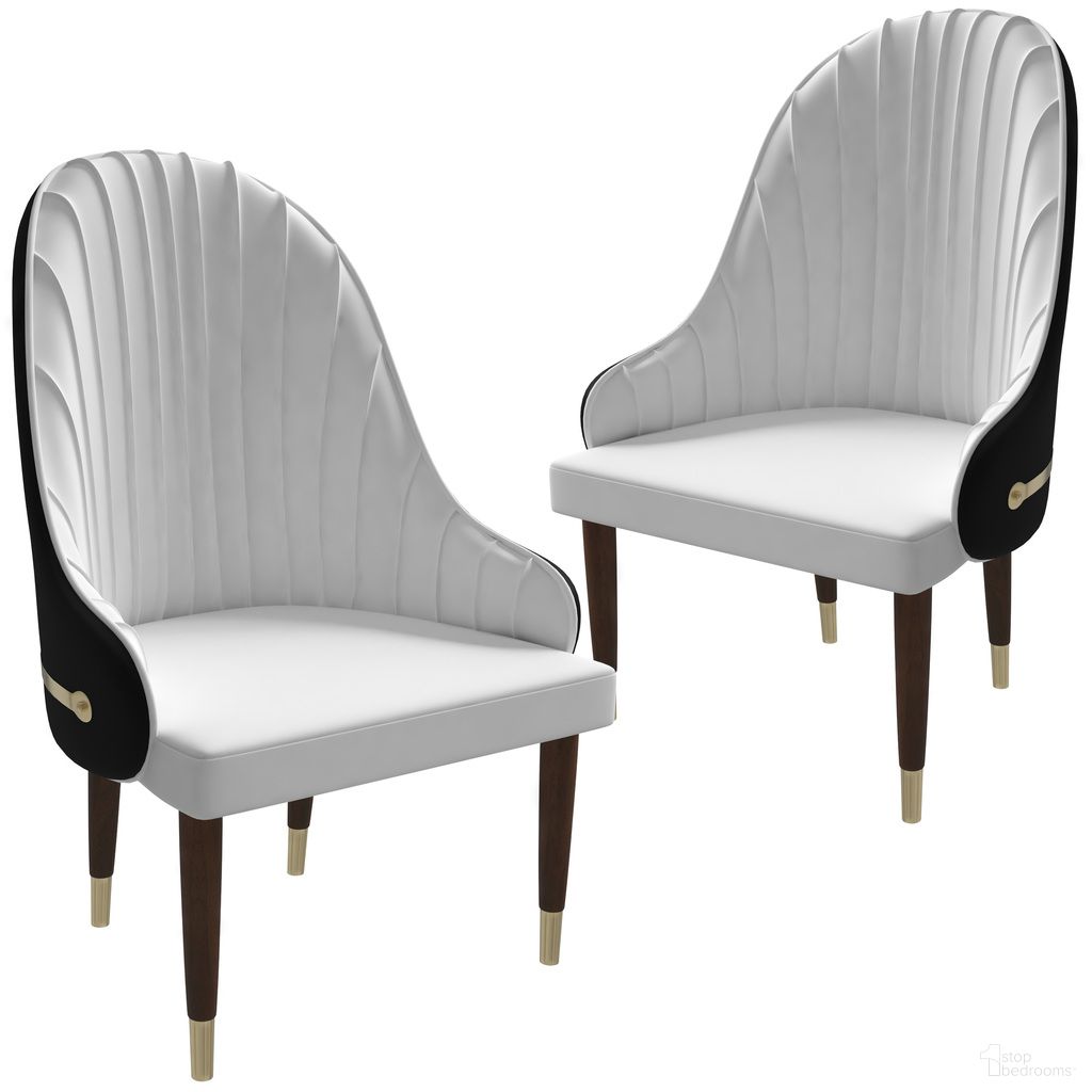 The appearance of Elara Wooden Dining Chair Set of 2 In Black and White designed by LeisureMod in the modern / contemporary interior design. This black/white piece of furniture  was selected by 1StopBedrooms from Elara Collection to add a touch of cosiness and style into your home. Sku: EC59BLFW2. Material: Leather. Chair Type: Arm Chair.