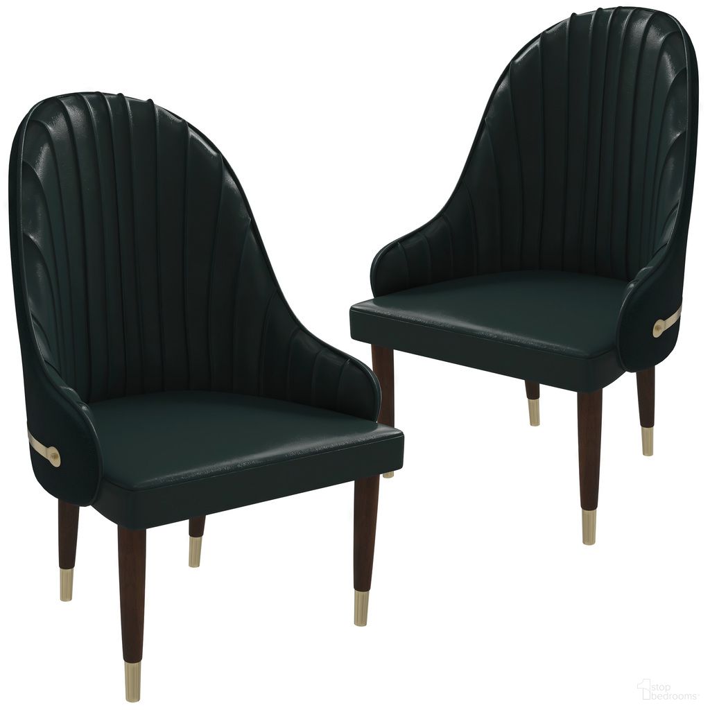 The appearance of Elara Wooden Dining Chair Set of 2 In Two-Tone Green designed by LeisureMod in the modern / contemporary interior design. This green piece of furniture  was selected by 1StopBedrooms from Elara Collection to add a touch of cosiness and style into your home. Sku: EC59G2. Material: Leather. Chair Type: Arm Chair.