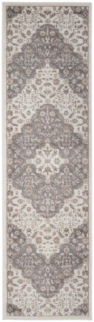 Elation 2'3" x 7'6" Transitional Indoor Rug In Ivory Grey