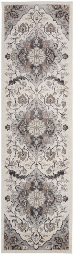 Elation 2'3" x 7'6" Transitional Indoor Rug In Ivory Grey