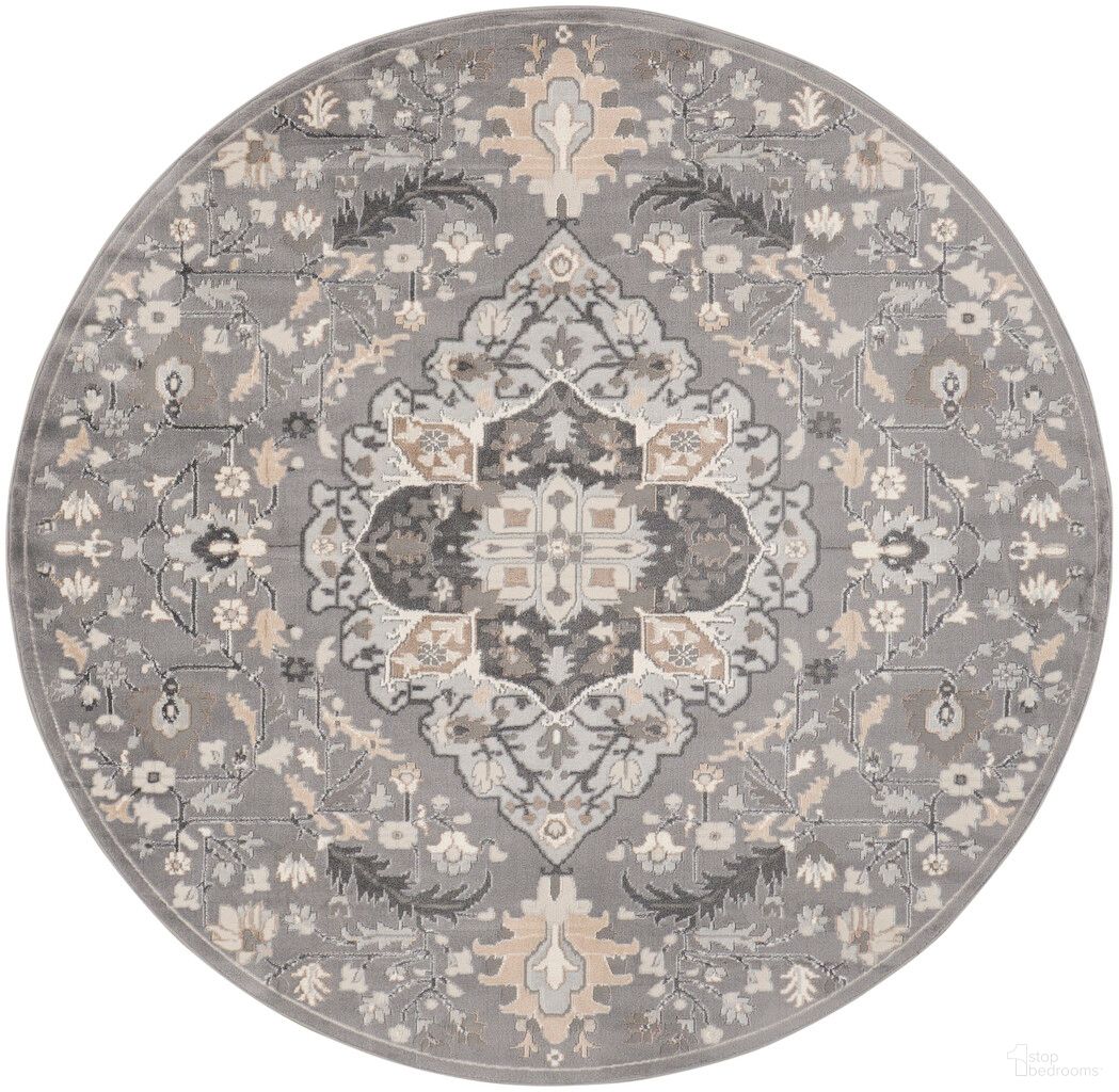 Elation 5'3" x 5'3" Round Indoor Rug In Grey