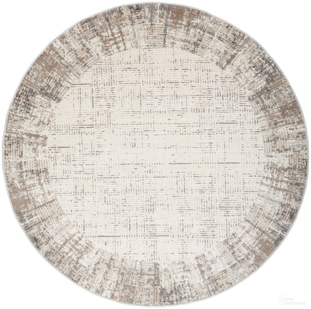 Elation 5'3" x 5'3" Round Modern Indoor Rug In Ivory Grey