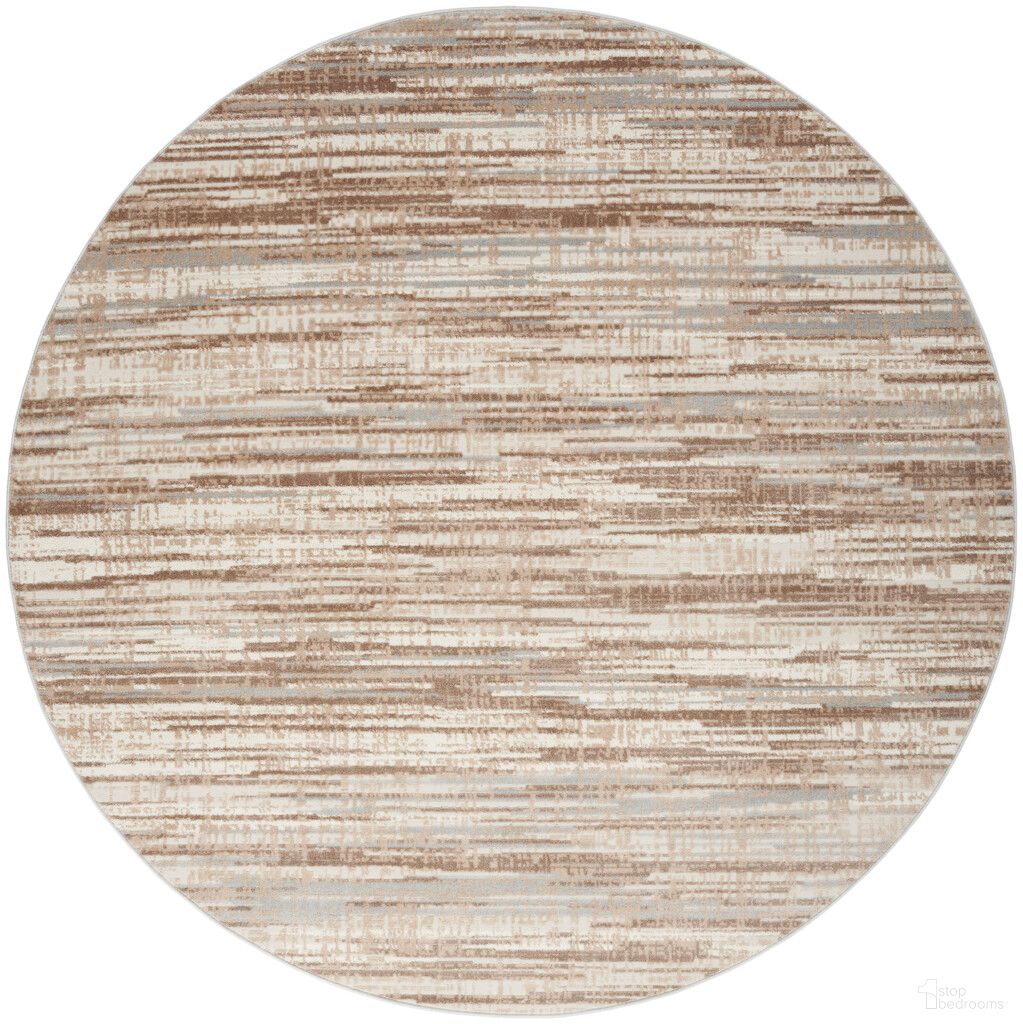 Elation 7'10" x 7'10" Round Modern Indoor Rug In Ivory Grey