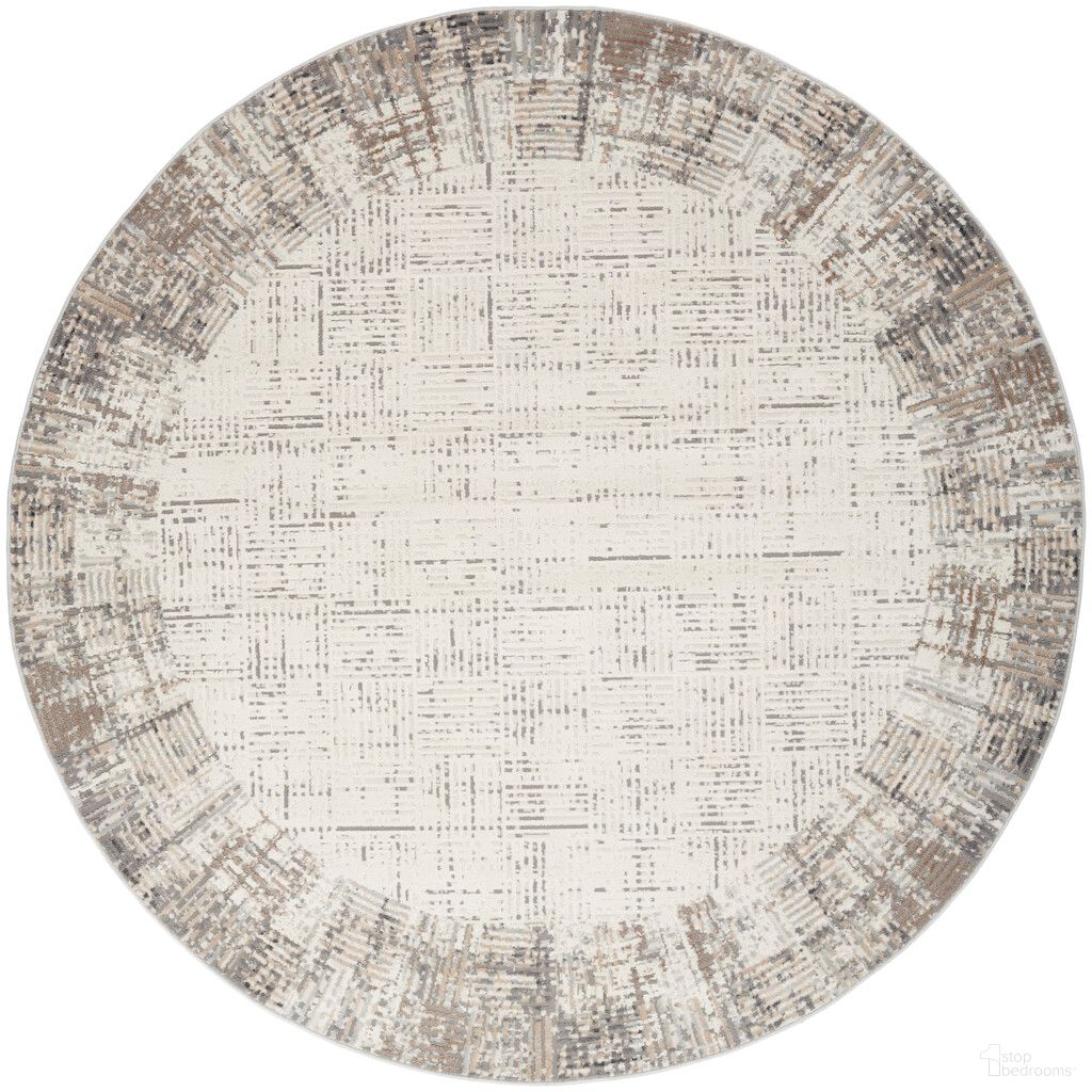 Elation 7'10" x 7'10" Round Modern Indoor Rug In Ivory Grey