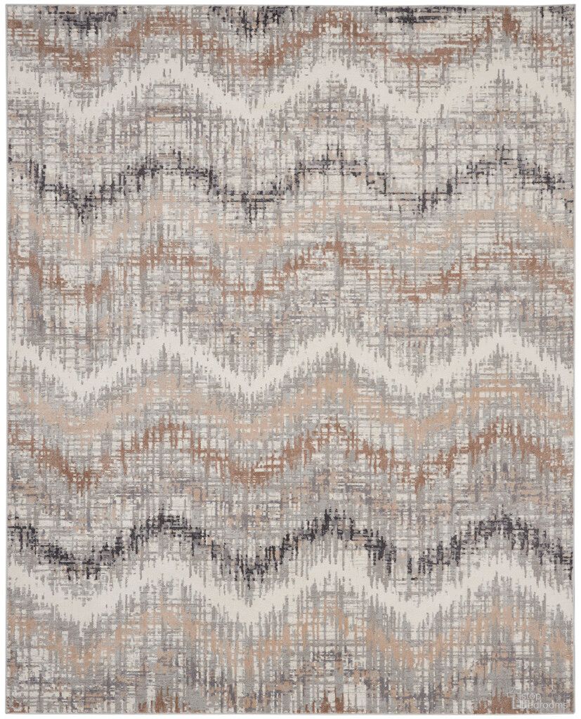 Elation 9' x 12' Modern Indoor Rug In Grey and Ivory