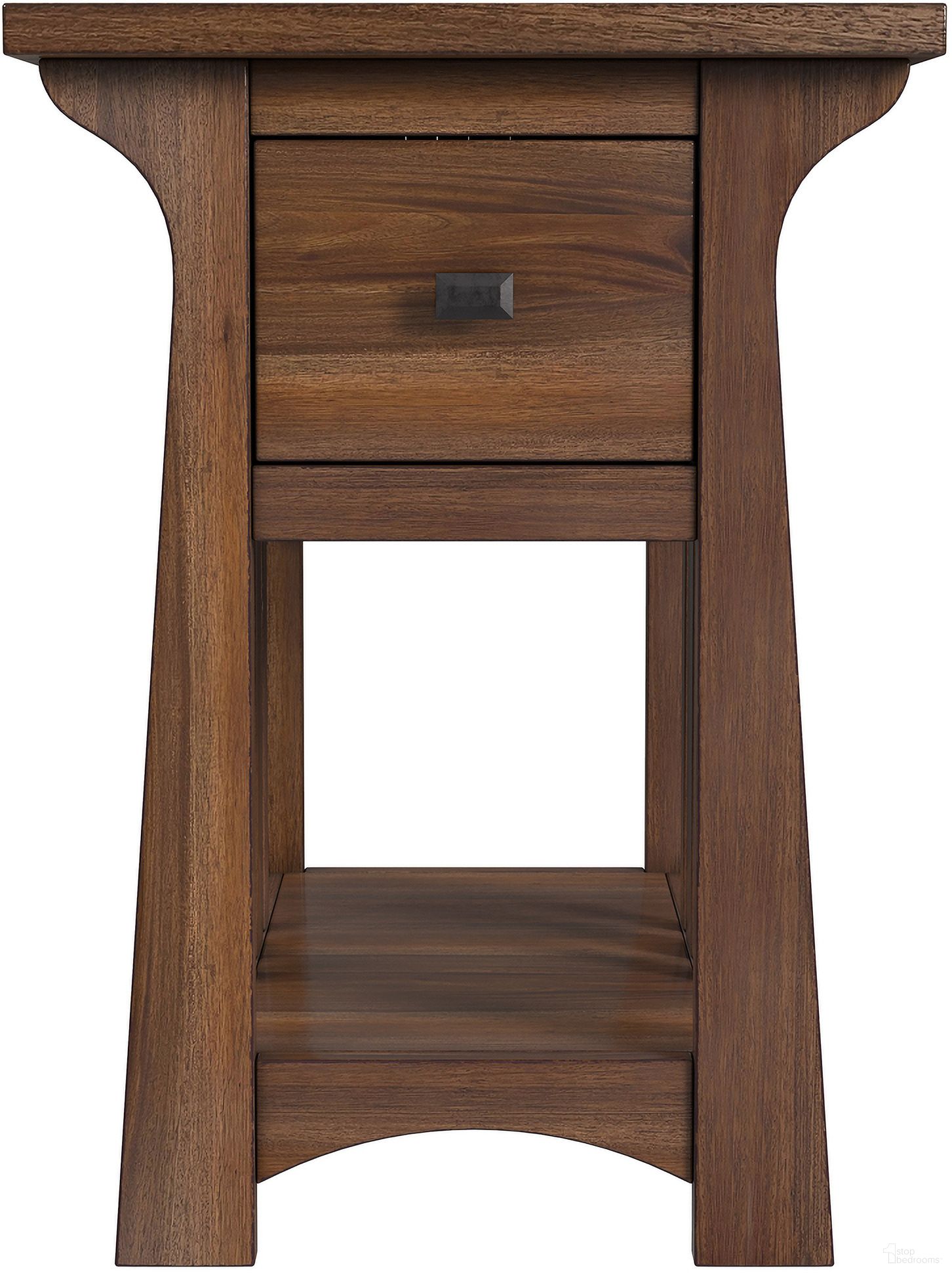The appearance of Eldora Chairside Table In Saddle Brown designed by A-America in the modern / contemporary interior design. This saddle brown piece of furniture was selected by 1StopBedrooms from Eldora Collection to add a touch of cosiness and style into your home. Sku: ELDSB7030. Material: Mahogany.