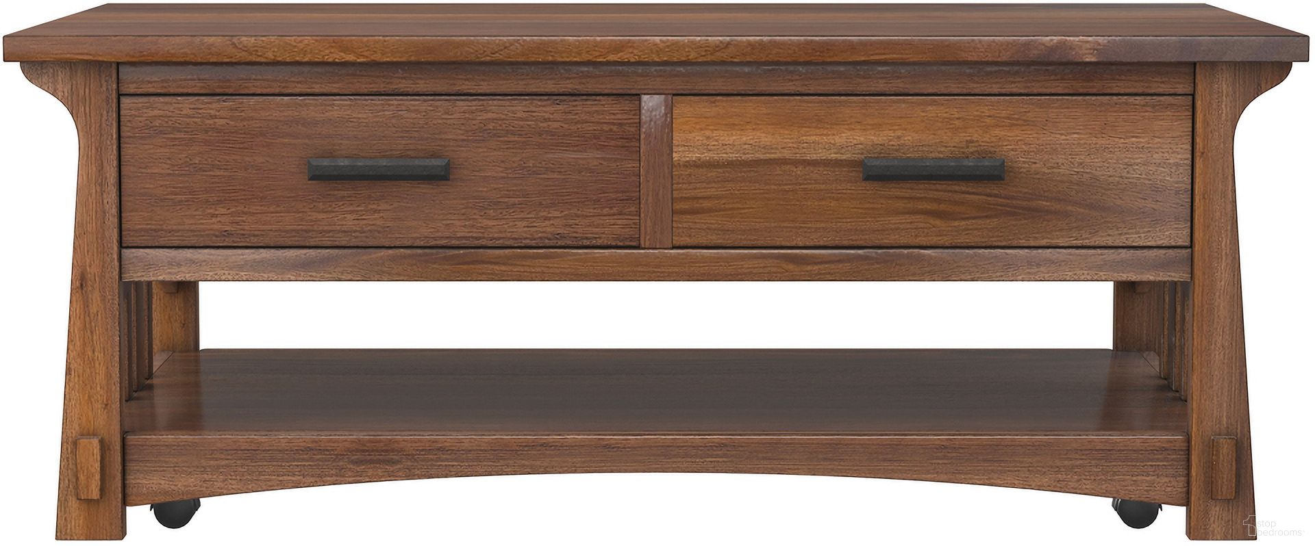 The appearance of Eldora Cocktail Table In Saddle Brown designed by A-America in the modern / contemporary interior design. This saddle brown piece of furniture was selected by 1StopBedrooms from Eldora Collection to add a touch of cosiness and style into your home. Sku: ELDSB7110. Material: Mahogany.