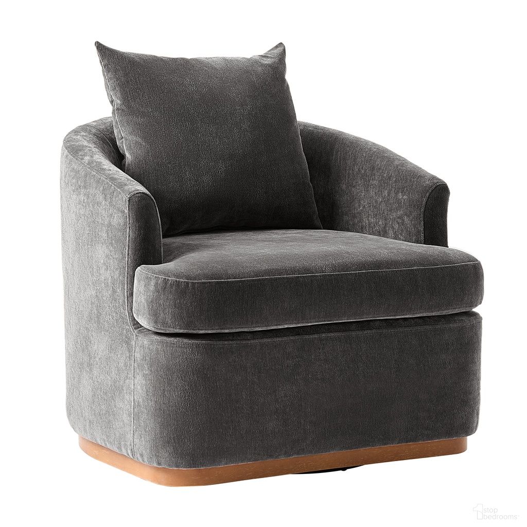 The appearance of Eldora Swivel Armchair In Grey designed by Karat Home in the modern / contemporary interior design. This grey piece of furniture was selected by 1StopBedrooms from Eldora Collection to add a touch of cosiness and style into your home. Sku: CHVT1437-GRY. Material: Chenille.
