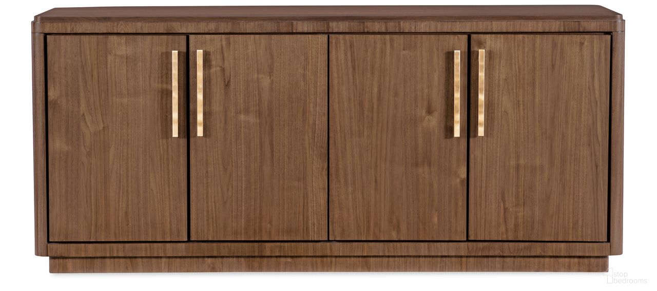 The appearance of Eleana Buffet In Walnut designed by Hooker in the transitional interior design. This walnut piece of furniture  was selected by 1StopBedrooms from Eleana Collection to add a touch of cosiness and style into your home. Sku: 7252-75900-85. Material: Walnut Veneer.