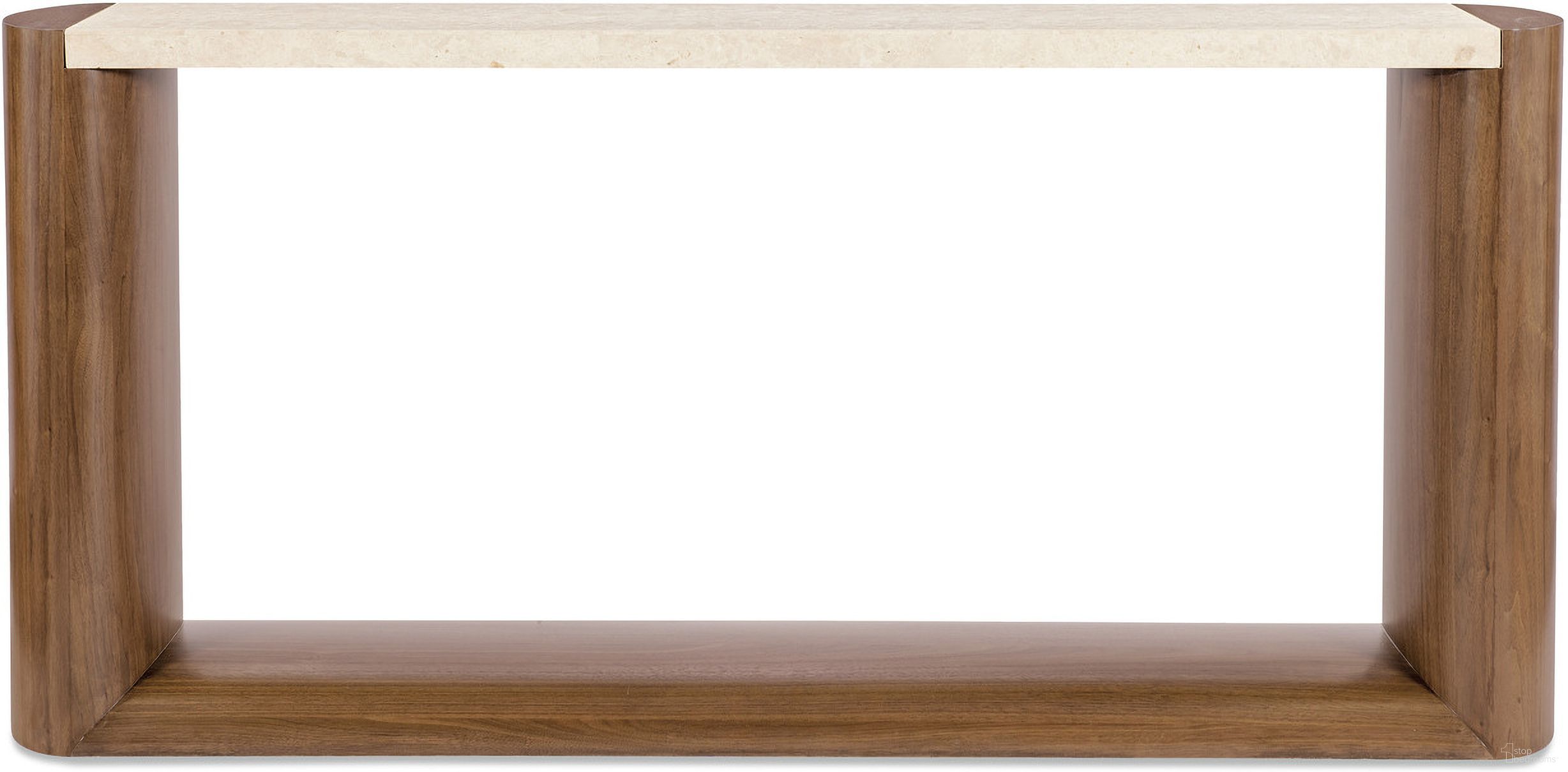 The appearance of Eleana Console Table In Walnut and Beige designed by Hooker in the transitional interior design. This walnut and beige piece of furniture  was selected by 1StopBedrooms from Eleana Collection to add a touch of cosiness and style into your home. Sku: 7252-85003-85. Material: Walnut Veneer.