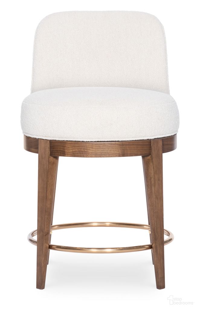 Eleana Counter Stool In Walnut and Beige
