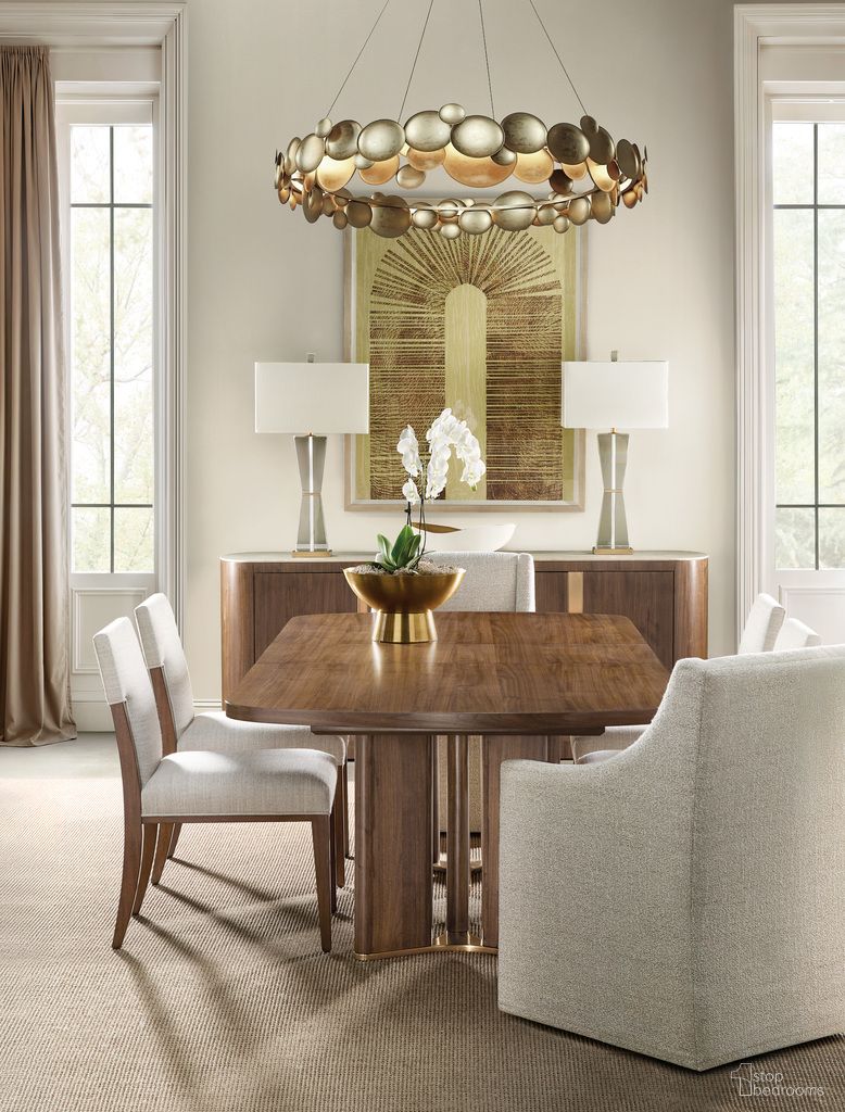 Eleana Rectangle Dining Room Set In Walnut and Bronze