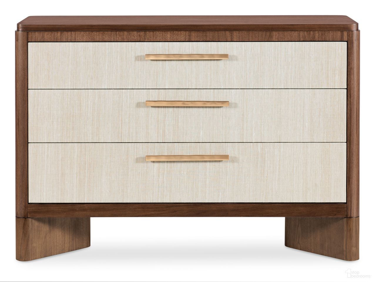The appearance of Eleana Three Drawer Chest In Walnut designed by Hooker in the transitional interior design. This walnut piece of furniture was selected by 1StopBedrooms from Eleana Collection to add a touch of cosiness and style into your home. Sku: 7252-85004-85. Material: Walnut Veneer.