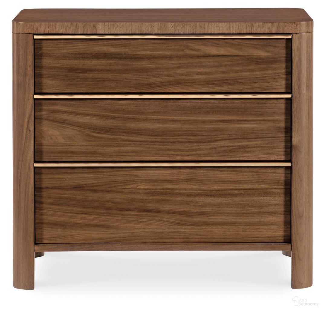 The appearance of Eleana Three Drawer Nightstand In Walnut designed by Hooker in the transitional interior design. This walnut piece of furniture was selected by 1StopBedrooms from Eleana Collection to add a touch of cosiness and style into your home. Sku: 7252-90216-85. Material: Walnut Veneer.